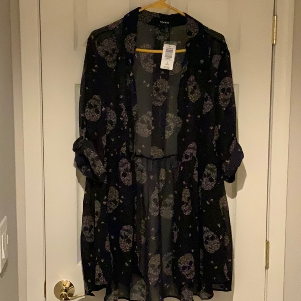 4 Skull chiffon Shirt Kimono